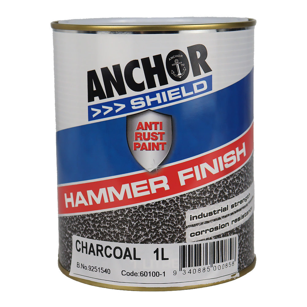 ANCHOR Shield Hammer Finish Charcoal 1L Protective Enamel Paint Industrial