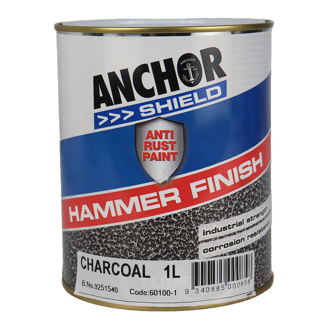 ANCHOR Shield Hammer Finish Charcoal 1L Protective Enamel Paint Industrial