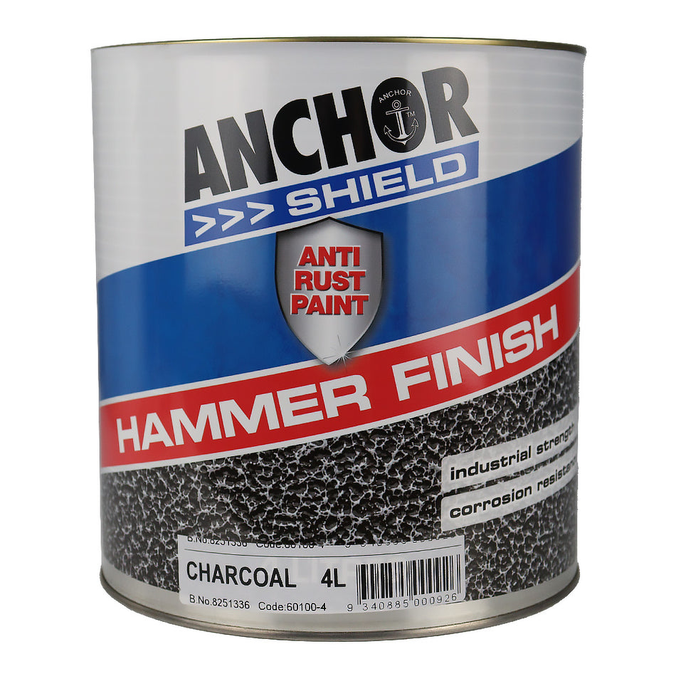 ANCHOR Shield Hammer Finish Charcoal 4L Protective Enamel Paint Industrial