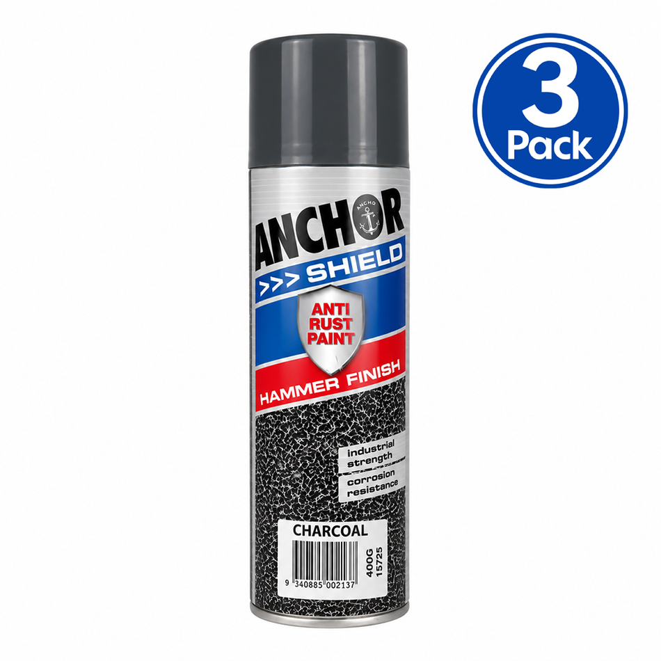 ANCHOR Hammer Finish Charcoal Aerosol Spray Paint 400g 3 Pack