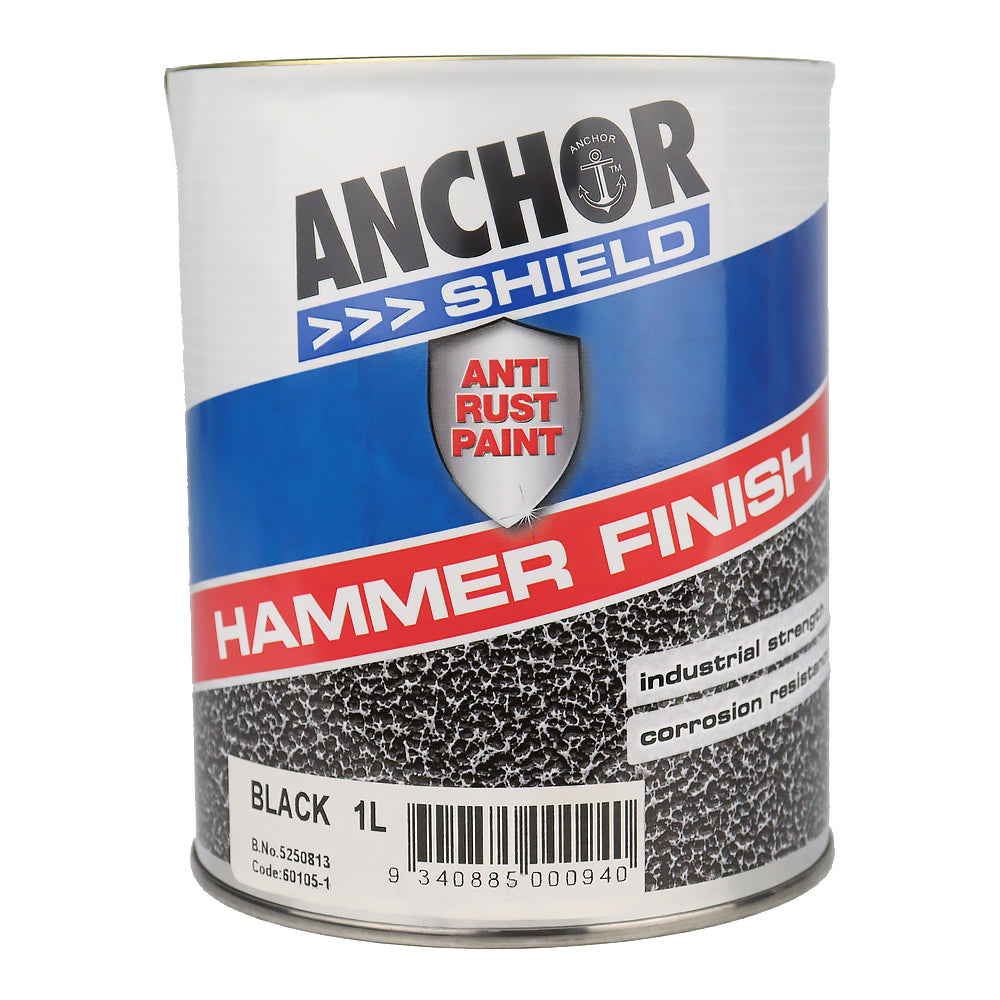 ANCHOR Shield Hammer Finish Black 1L Protective Enamel Paint Industrial