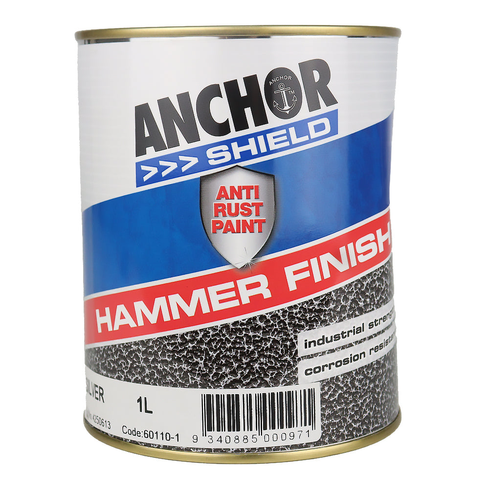 ANCHOR Shield Hammer Finish Silver 1L Protective Enamel Paint Industrial