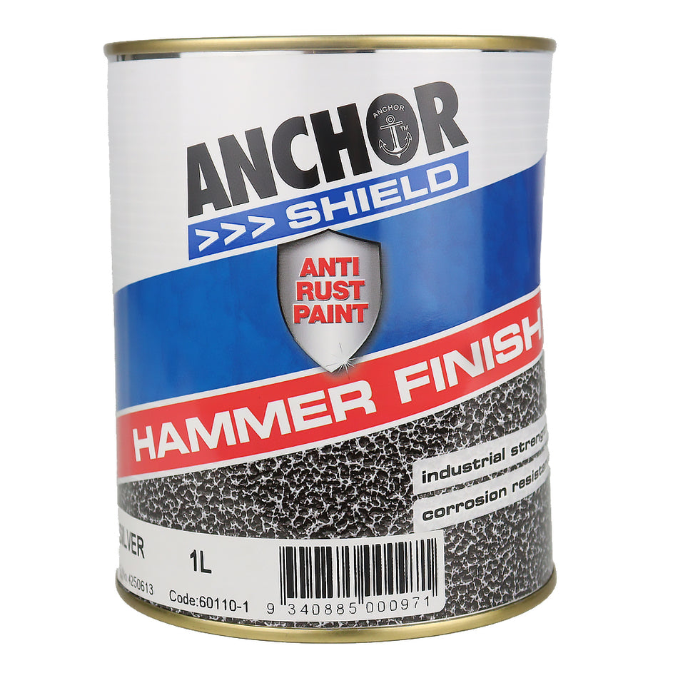 ANCHOR Shield Hammer Finish Silver 1L Protective Enamel Paint Industrial