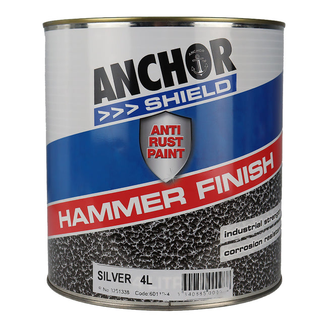 ANCHOR Shield Hammer Finish Silver 4L Protective Enamel Paint Industrial
