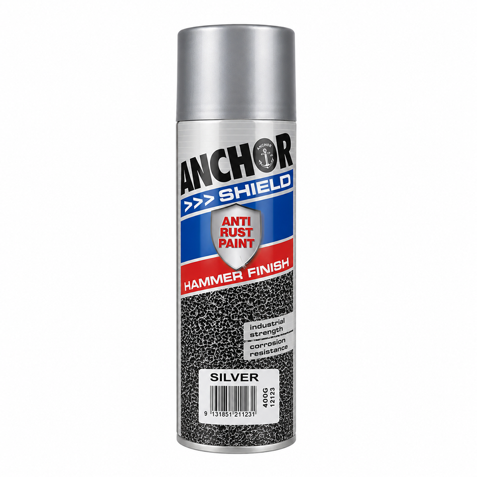 ANCHOR Hammer Finish Silver Aerosol Spray Paint 400g