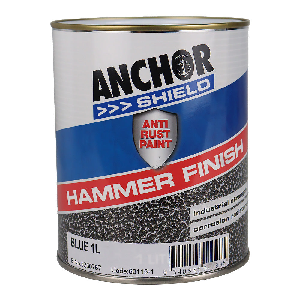 ANCHOR Shield Hammer Finish Blue 1L Protective Enamel Paint Industrial