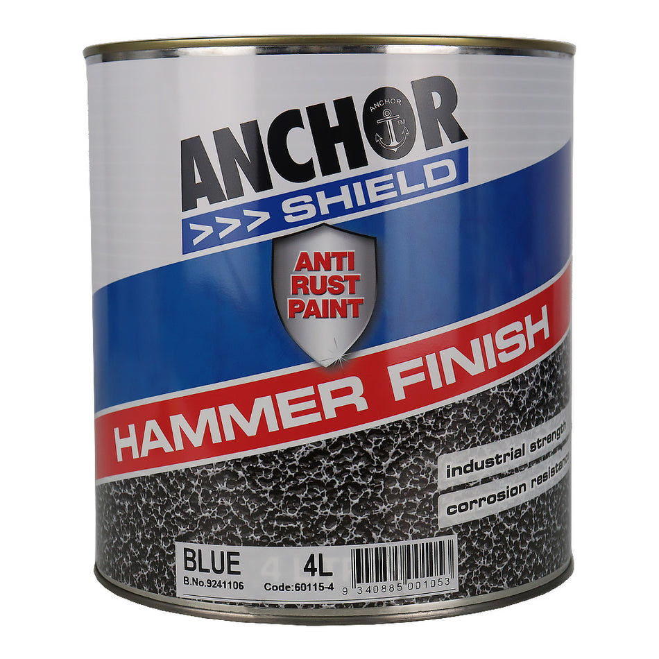 ANCHOR Shield Hammer Finish Blue 4L Protective Enamel Paint Industrial