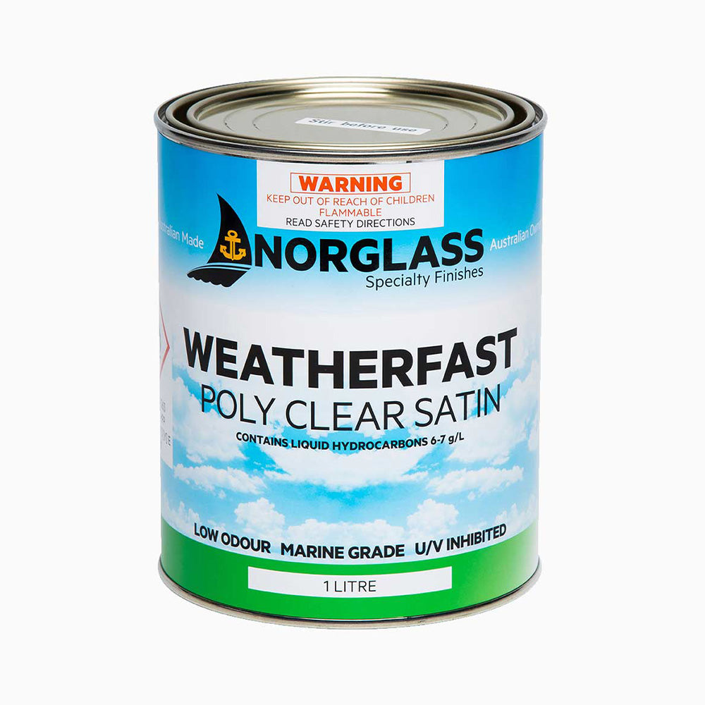 NORGLASS Weatherfast Poly Clear Satin 1L Marine Varnish UV Resistant