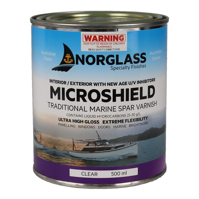 NORGLASS Microshield Marine Varnish 500ml High-Gloss Exterior Timber Protection