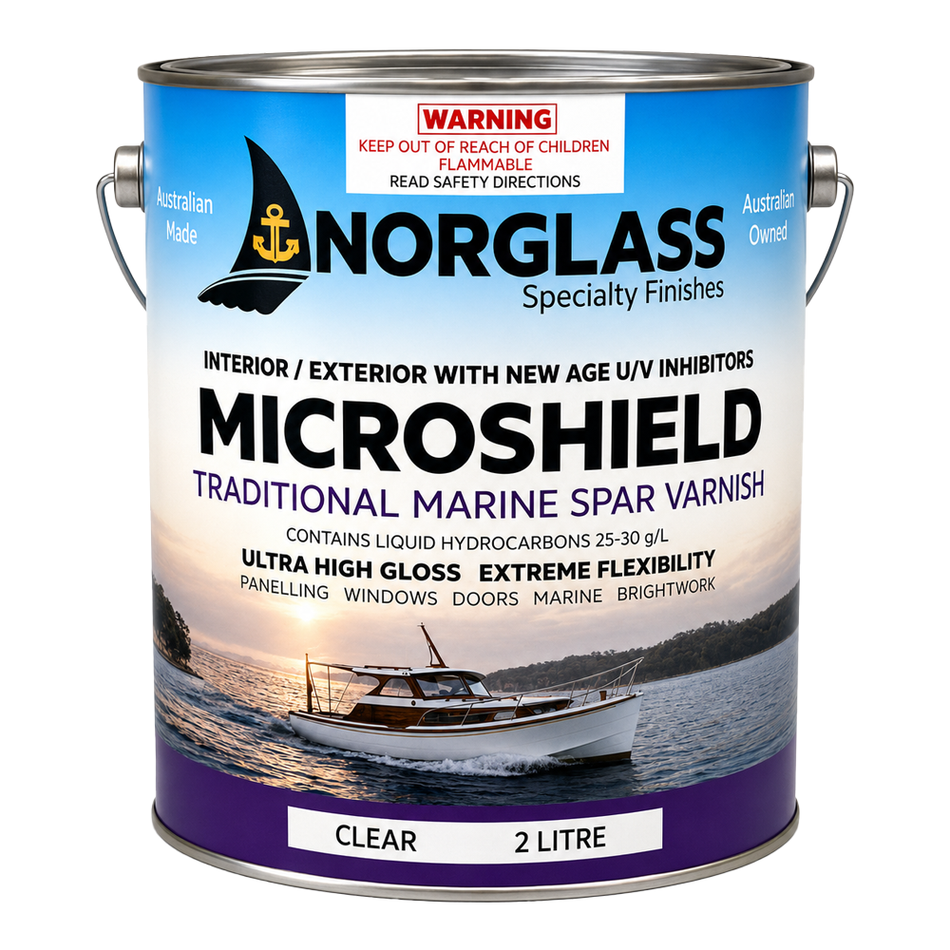 NORGLASS Microshield Marine Varnish 2L High Gloss Clear Timber Finish