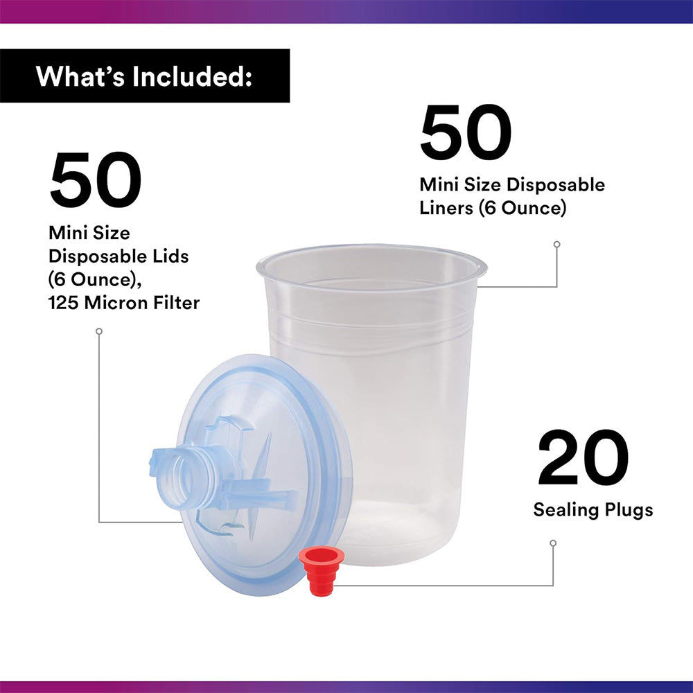 3M 16314 PPS Lids & Liners Kit Mini 200ml 125 Micron x 50 Pack Box