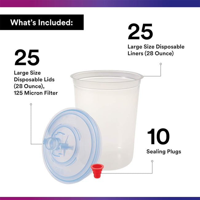 3M 16325 PPS Lids & Liners Kit Large 850ml 125 Micron x 25 Pack Box
