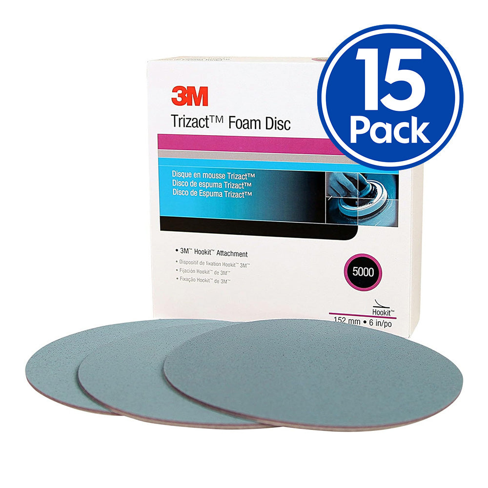 3M 30662 Trizact Foam Sanding Disc 150mm 6" 5000 Grit Hookit x 15 Pack Box