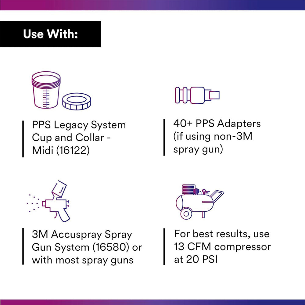 3M 16312 PPS Lids & Liners Kit Midi 400ml 125 Micron x 50 Pack Box