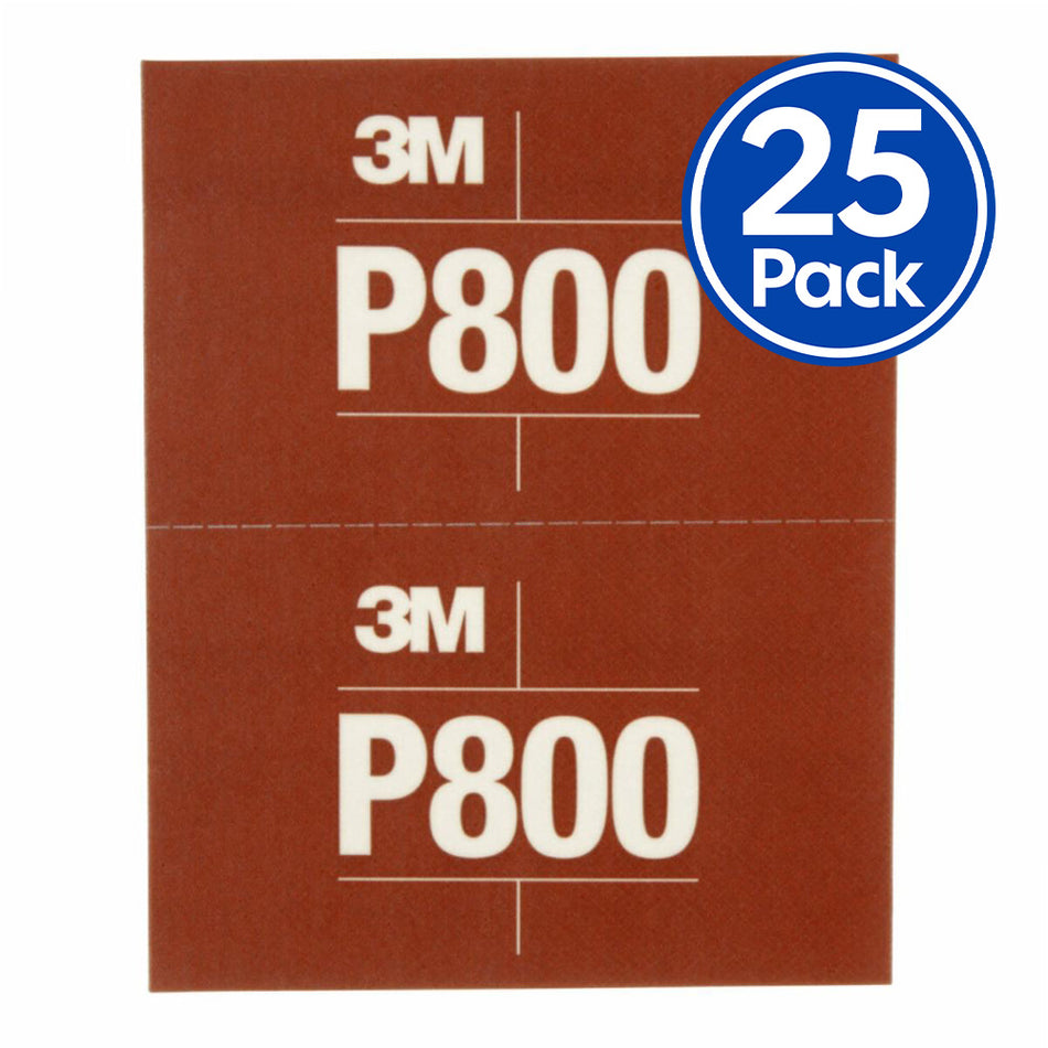 3M 34340 Flexible Abrasive Hookit Sanding Sheets P800 Grit 5.5" x 6.8" x 25 Pack