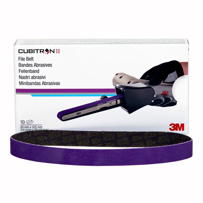 3M 33452 Cubitron II File Sanding Belt 80 Grit 520mm x 20mm x 10 Pack Box