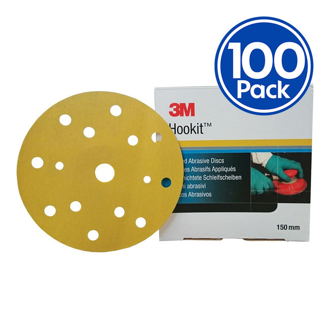 3M Hookit Gold Abrasive Sanding Disc 236U 150mm 6" x 100 Pack Box Sandpaper