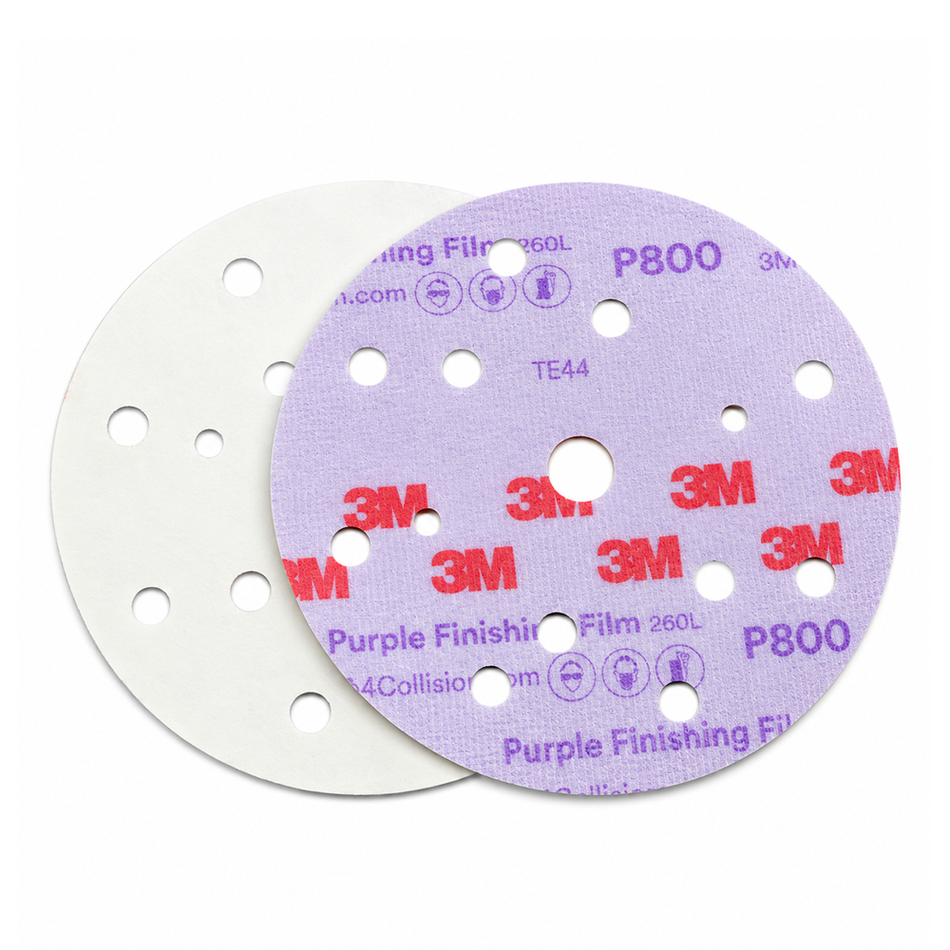 3M 51155 Hookit Purple Finishing Film Sanding Discs 150mm P800 15 Hole 50 Pack