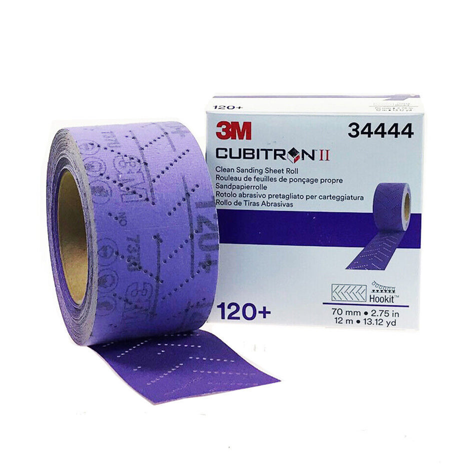 3M 34444 Cubitron II Hookit Clean Sanding Sheet Roll 70mm x 12m 120+