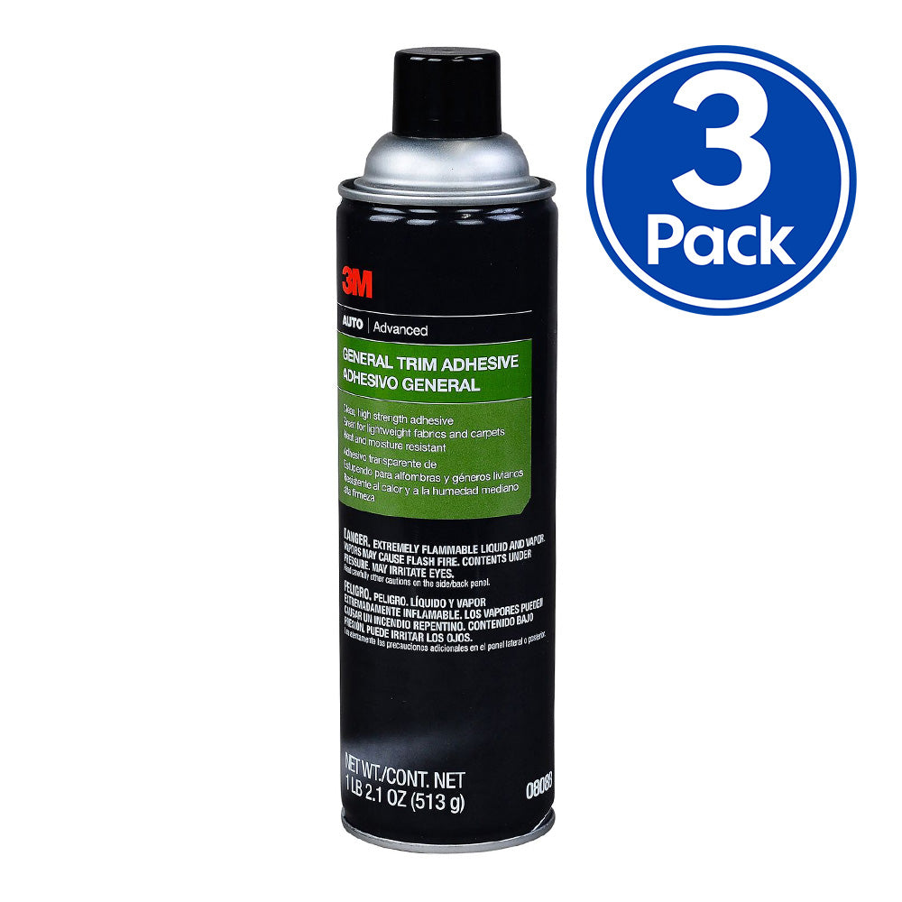 3M 08088 General Trim Adhesive 513g x 3 Pack Aerosol Auto Car Body Repair Bond