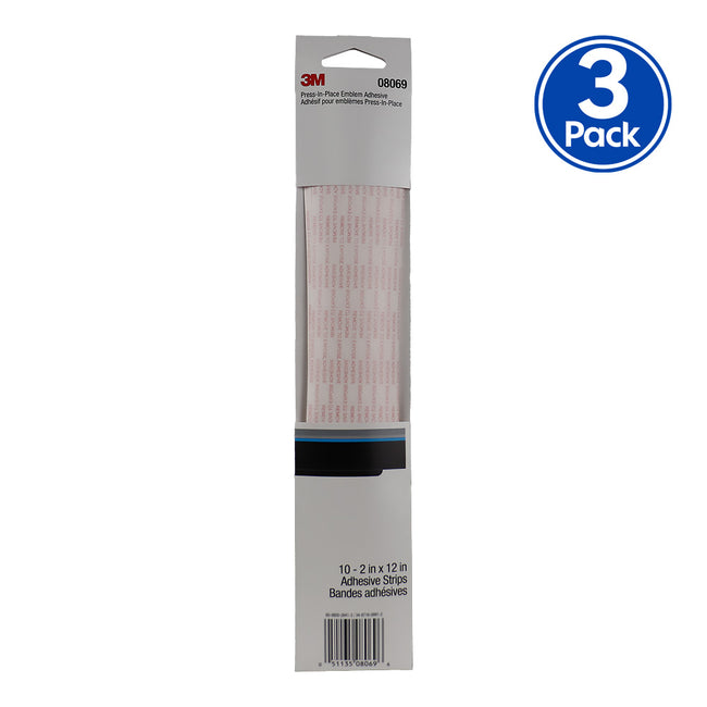3M Press In Place Adhesive 08069 10 Pack 50mm x 300mm Automotive Patch x3