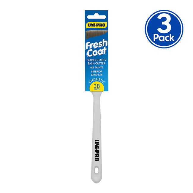 UNI-PRO Fresh Coat 38mm Synthetic Brush Professional Paint Application Brush x3