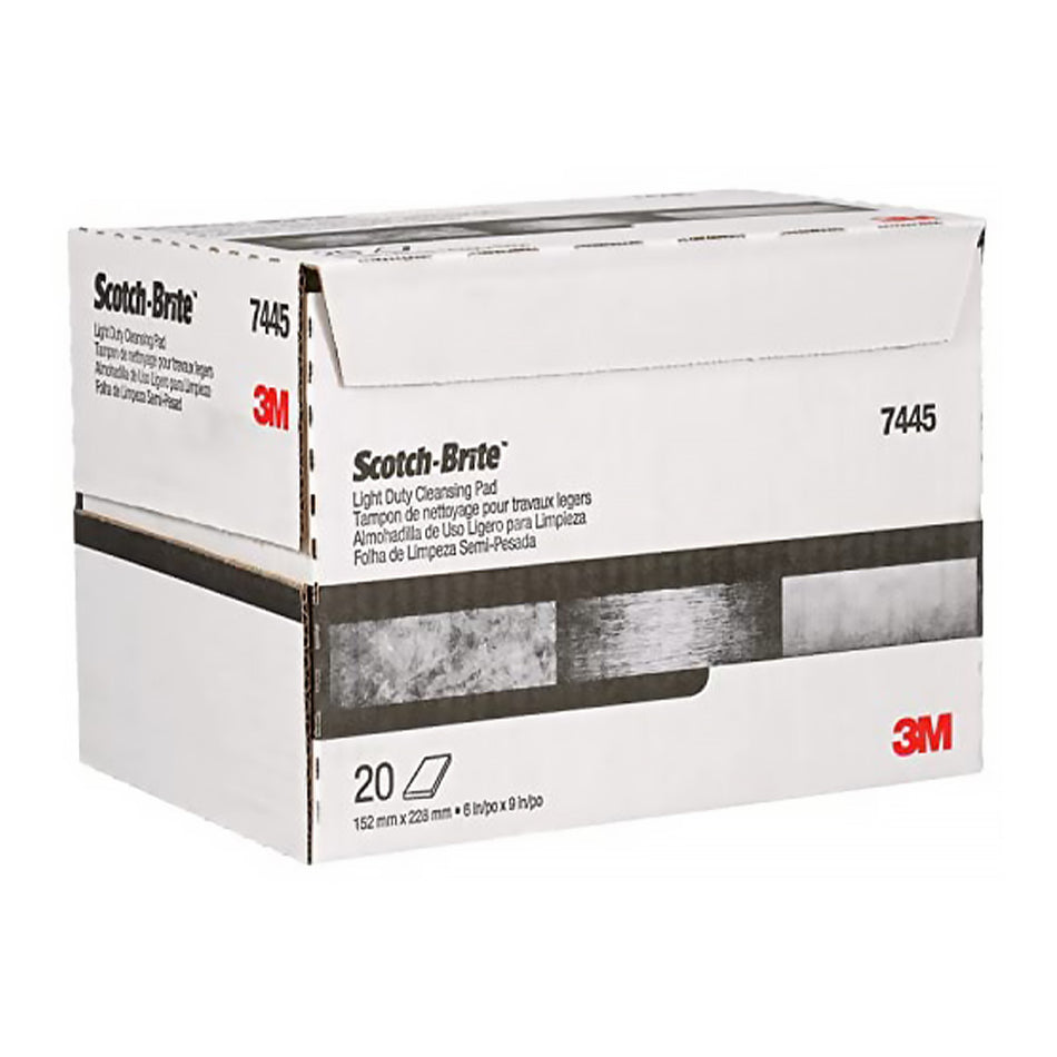3M Scotch-Brite 7445 Light Duty Cleansing Hand Pads 150mm x 230mm White 20 Pack
