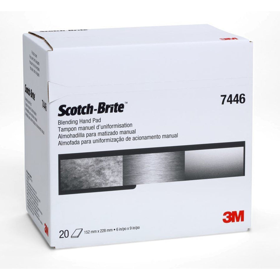 3M 7446 Scotch Brite Grey Blending Hand Pad 150mm x 230mm x 20 Pack