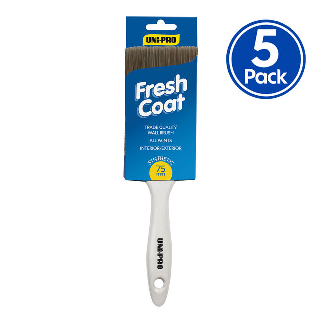 UNi-PRO Fresh Coat Synthetic Paint Brush 75mm 5 Pack