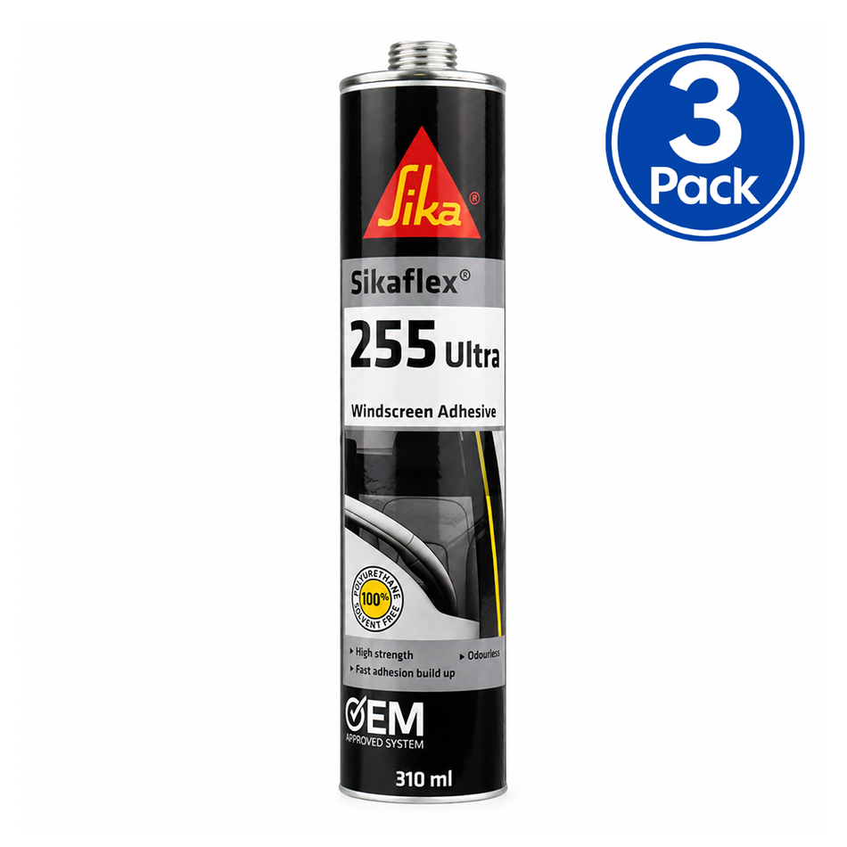 SIKAFLEX 255 Ultra Windscreen Adhesive 310ml Automotive Glass Adhesive x 3 Pack