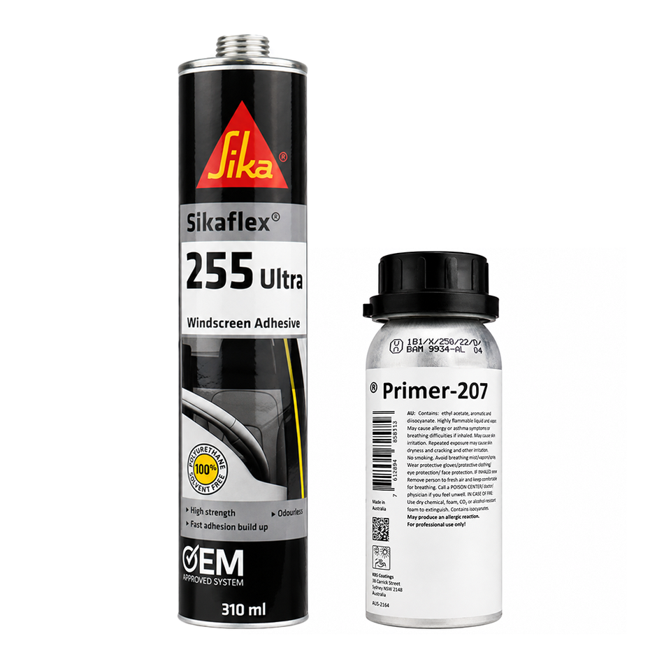SIKA Sikaflex 255 Ultra Windscreen Adhesive 310ml & Primer-207 250ml Bundle