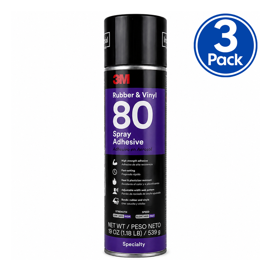3M 80 Rubber & Vinyl Spray Adhesive 540g High Strength Contact Adhesive 3 Pack