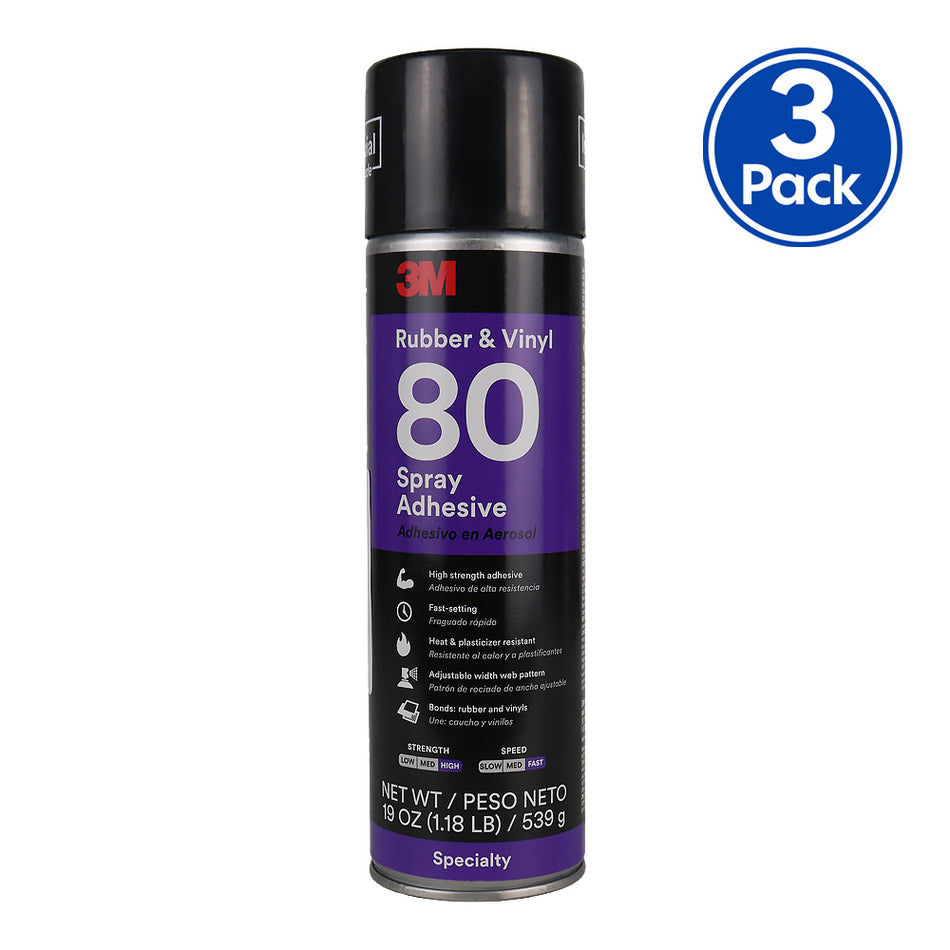 3M 80 Rubber & Vinyl Spray Adhesive 540g High Strength Contact Adhesive 3 Pack
