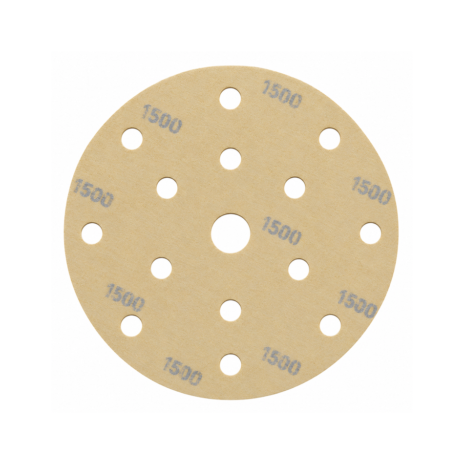 EDGE Yellow Premium Sanding Discs 150mm P1200 Grit 15 Hole 25 Pack