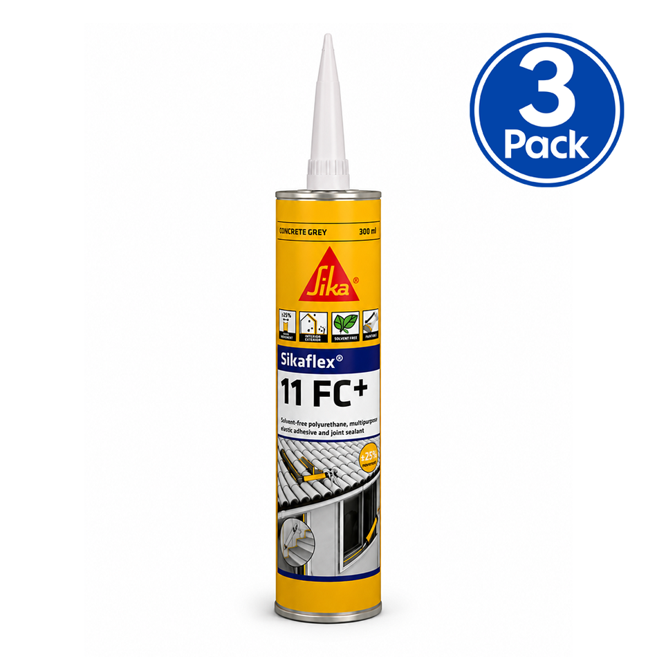SIKAFLEX 11FC+ Multipurpose Polyurethane Sealant Adhesive Concrete Grey 310ml 3 Pack