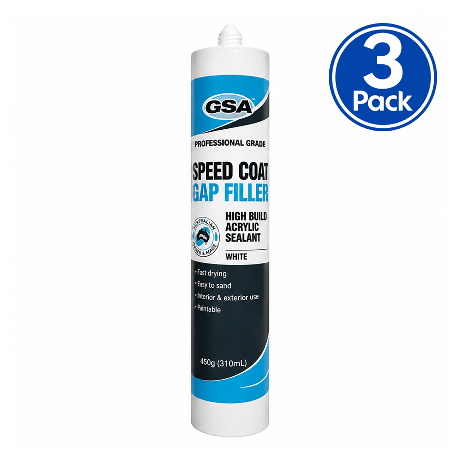 GSA Speed Coat White Fast Drying Paintable Acrylic Gap Filler 450g 3 Pack