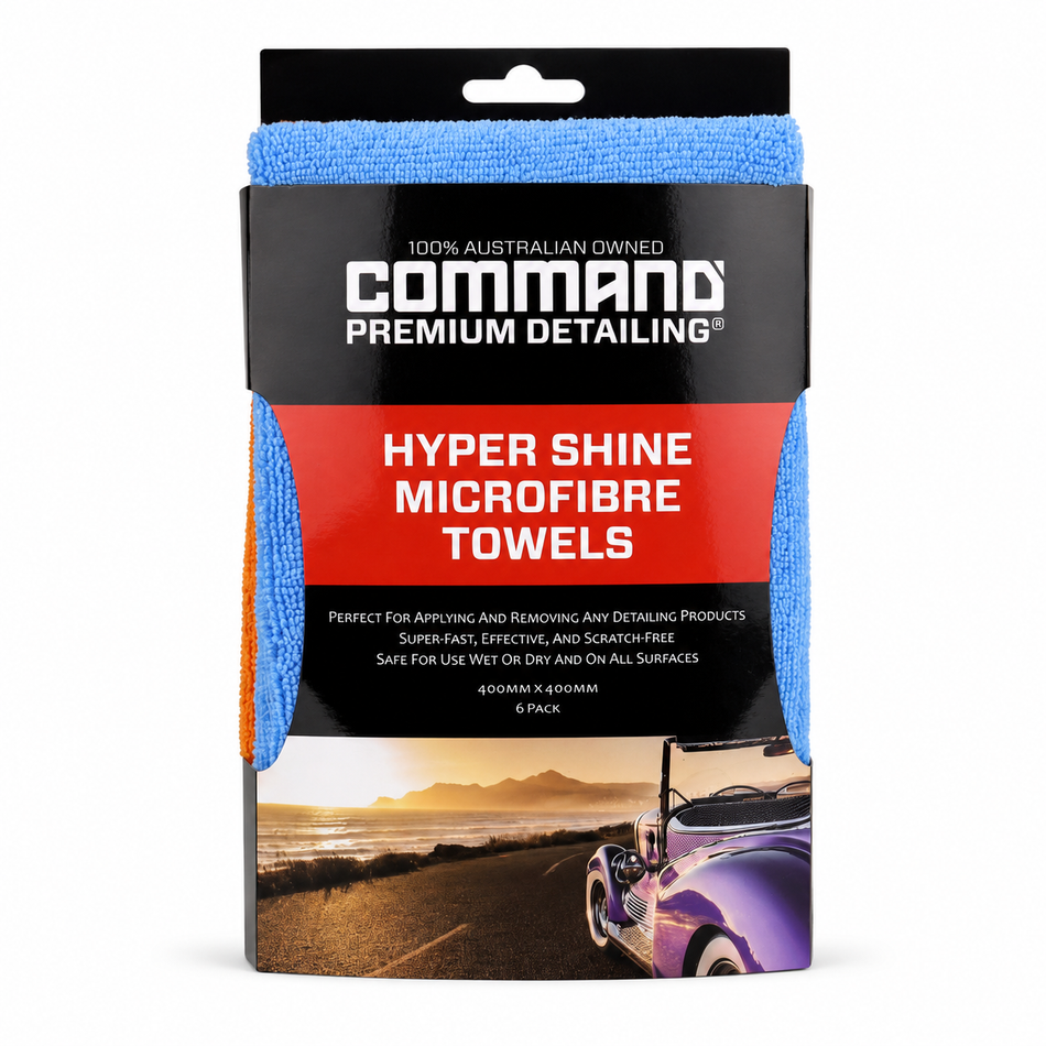 COMMAND Hyper Shine Microfibre Towels 6 Pack Detailing Cloths
