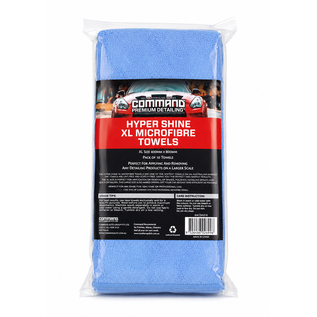 COMMAND Hyper Shine XL Microfibre Towels 10 Pack