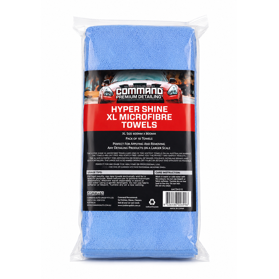 COMMAND Hyper Shine XL Microfibre Towels 10 Pack