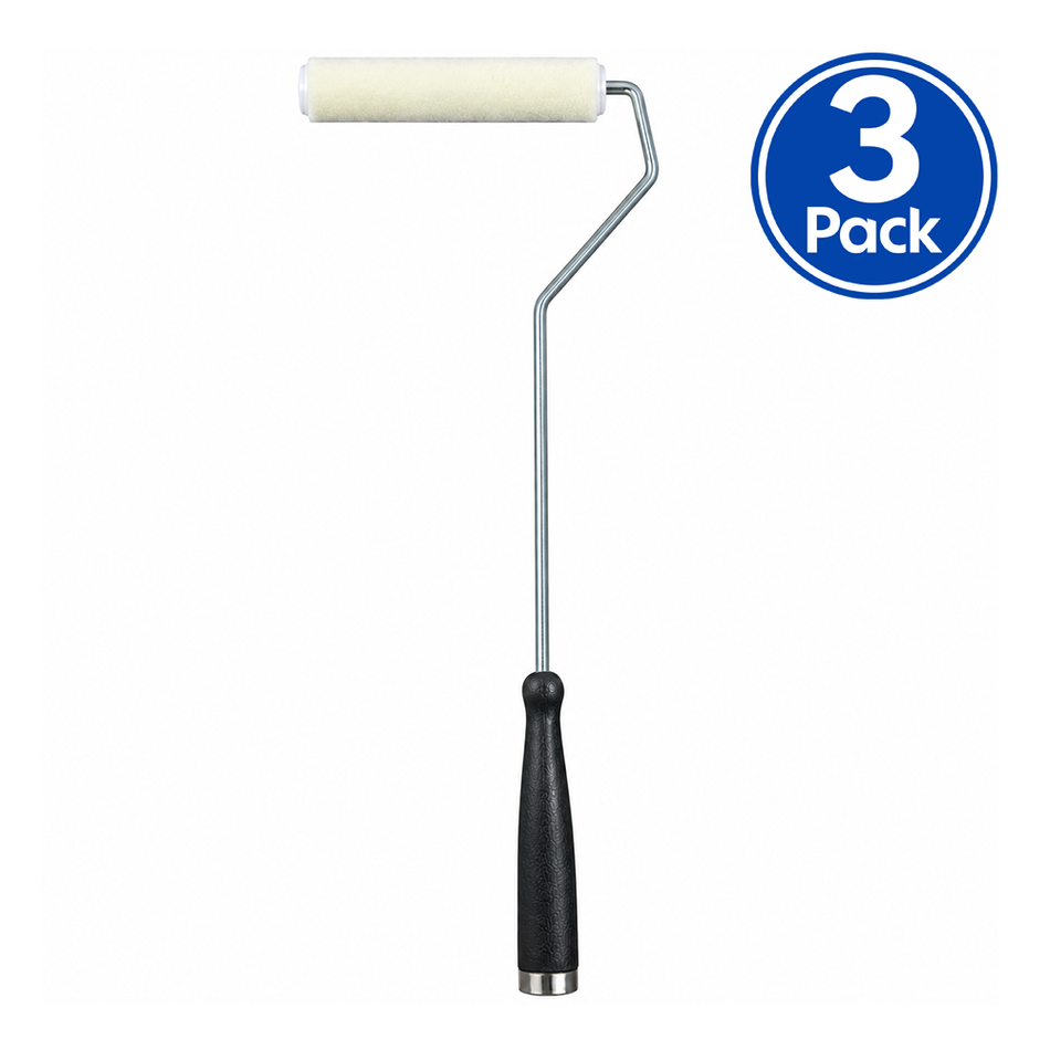 C&A Mohair Paint Roller with Long Handle 100mm 3 Pack
