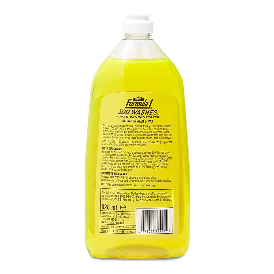 FORMULA 1 100 Washes Super Concentrated Wash & Wax 828ml Carnauba