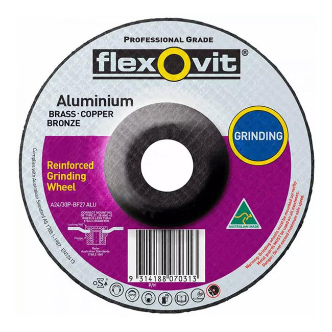 FLEXOVIT Depressed Centre Grinding Disc 125mm x 6.8 x 22mm Wheel Aluminium
