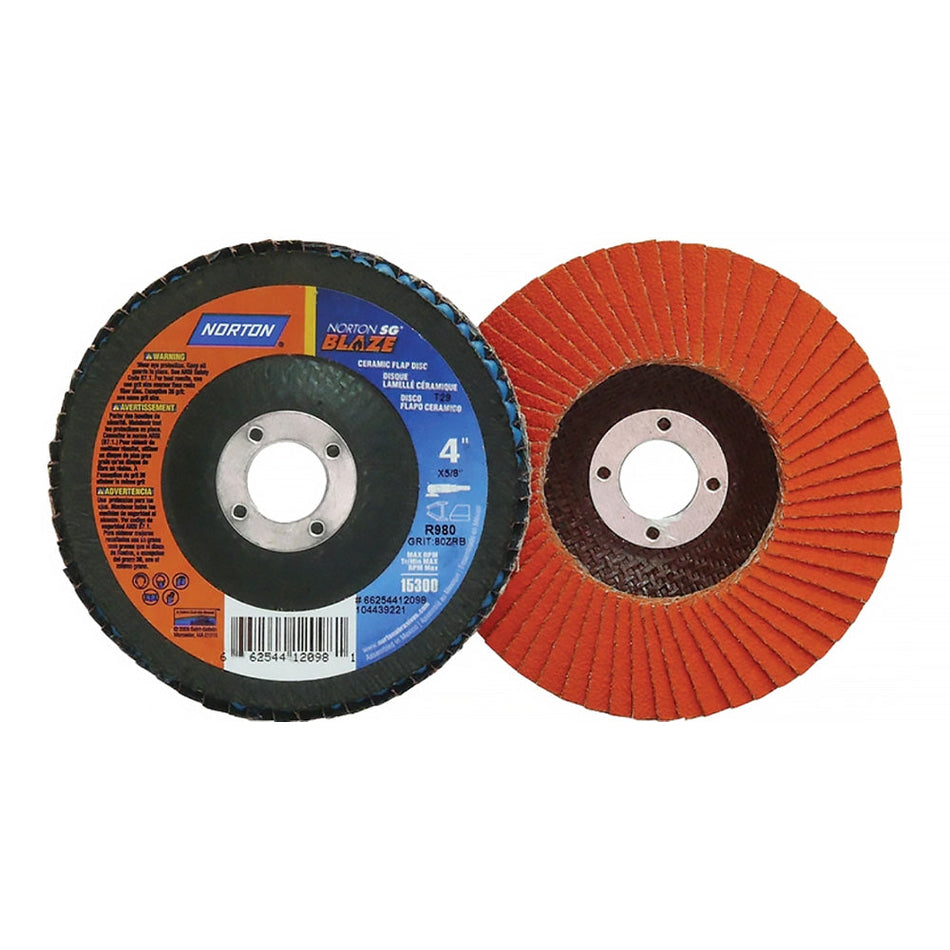 NORTON R980 Flap Disc 100mm x 16mm P60 Grit Fast Stock Removal
