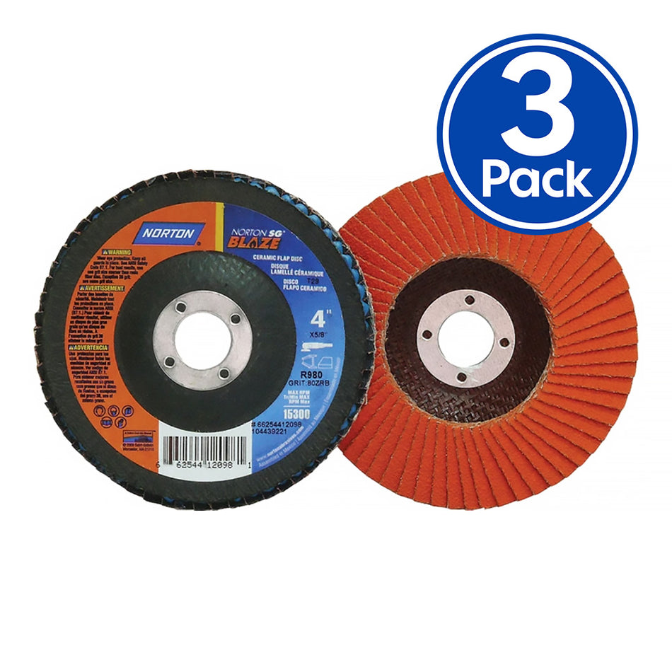 NORTON R980 Flap Disc 100mm x 16mm P40 Grit Fast Stock Removal