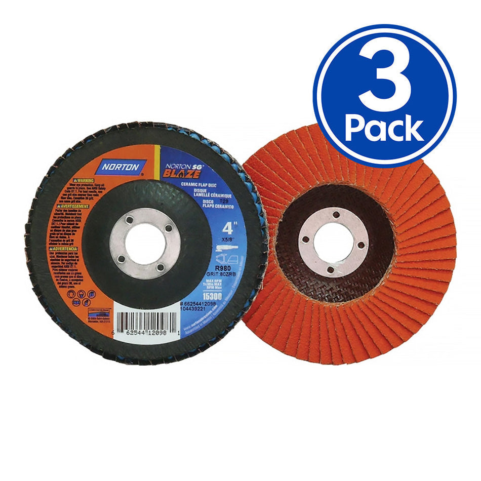 NORTON R980 Flap Disc 115mm x 22mm P80 Grit Fast Stock Removal