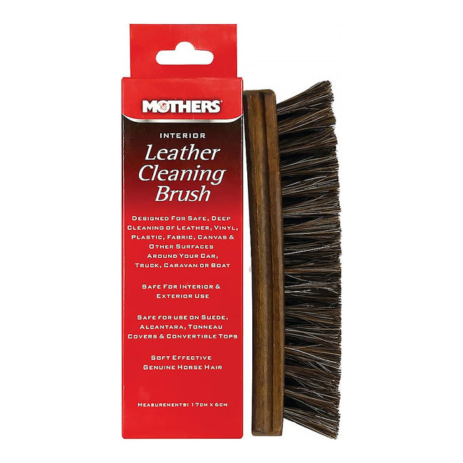 MOTHERS Leather & Interior Cleaning Brush Interior Wood Handle Soft Horse Hair Bristles