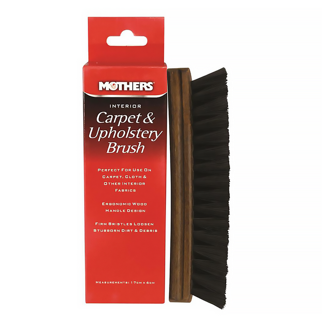 MOTHERS Carpet & Upholstery Cleaning Brush Interior Wood Handle Firm Plastic Bristles