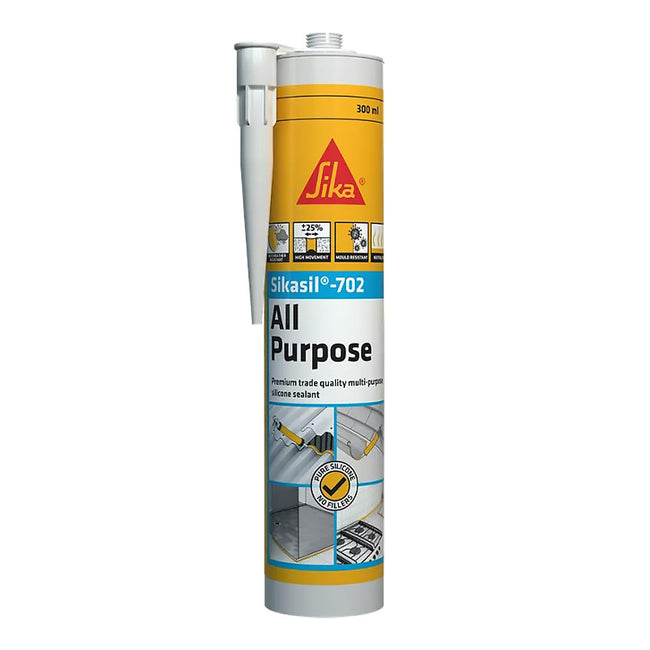 SIKA SikaSil 702 All Purpose Industrial Silicone Sealant 300ml Mid Grey