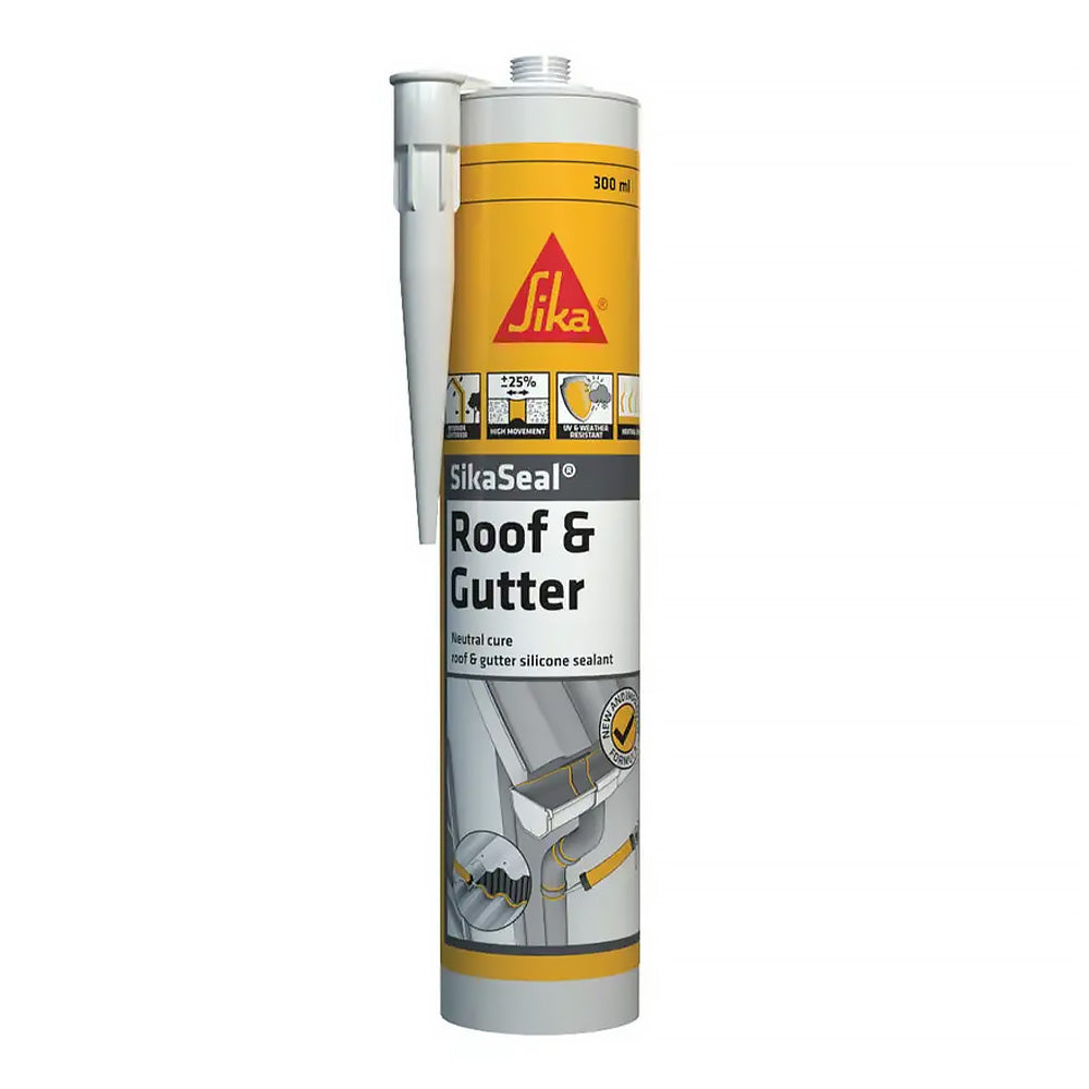 SIKA SikaSeal Roof & Gutter Clear Waterproof Silicone Sealant 300ml Cartridge