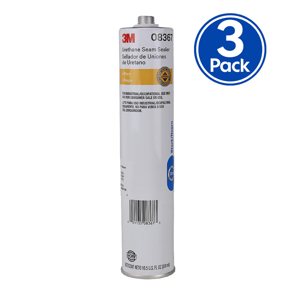 3M 08367 Urethane Seam Sealer Black 310ml Cartridge Paintable x3